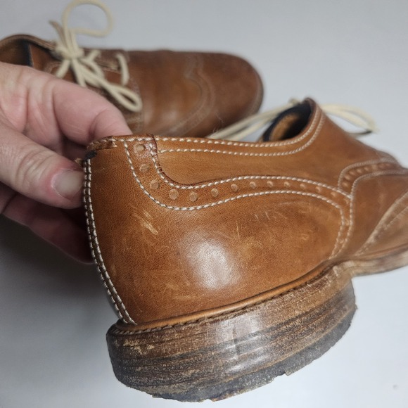 Brunello Cucinelli Mens Leather Wingtip Dress Shoes 43.5 Brown Made In Italy - Picture 15 of 16